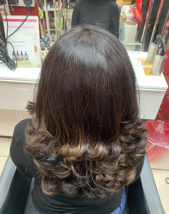 Wash cut blow dry colour done by Lata