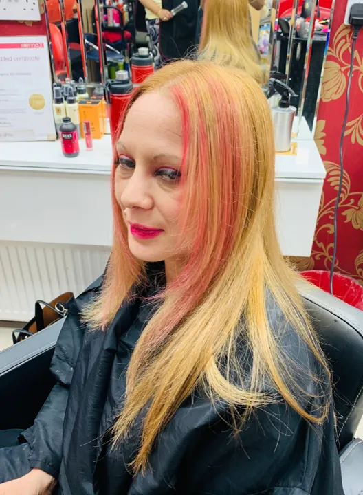 Hair cut colour highlights blow dry done by Bina