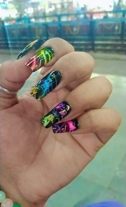 Acrylic Nail with Nails Art with Gel polish 